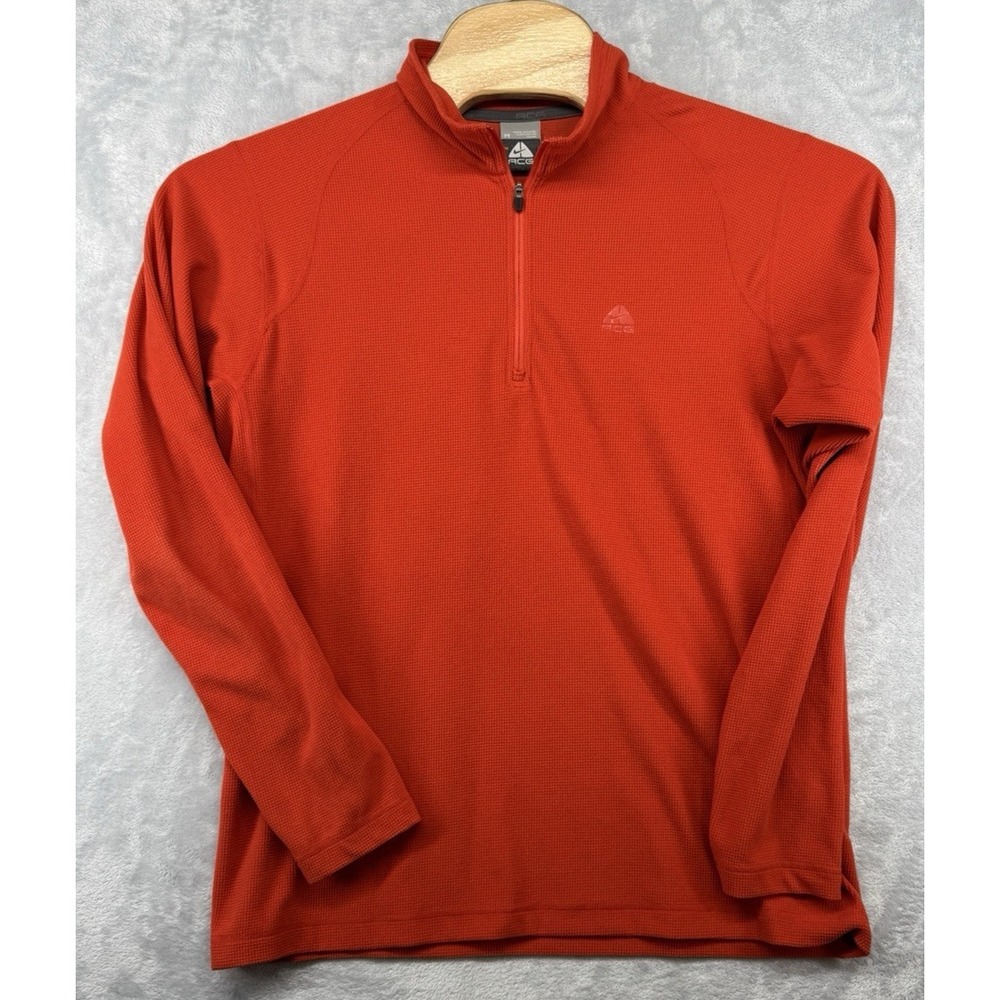Nike ACG Men's 1/4 Zip Orange Waffle Knit Pullover Vintage Men's Size M